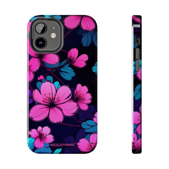 IPhone, DISCO LEMONADE Neon, Cherry Blossom, Sakura, Hot Pink,Tough Phone Case, - Picture 4 of 10